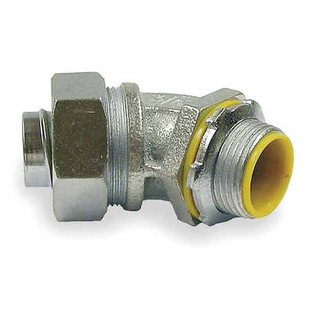 Conduit Fitting Connector, 3/4 in, Liquid-Tight, Steel, Electro Zinc Plated, Gray
