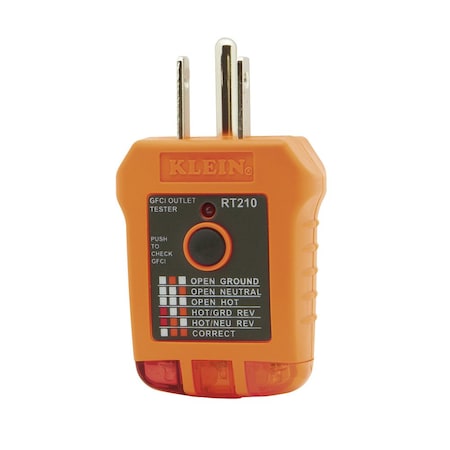 GFCI Receptacle Tester, 110/125V AC, 1 5/8 in Length, Visual Indication