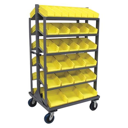 Steel Mobile Pick Rack, 36 in W x 66 in H x 30 in D, 6 Shelves, Gray