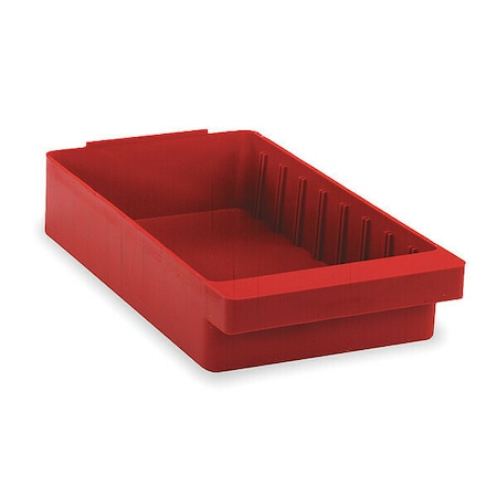 Drawer Storage Bin, High Impact Polystyrene, Red, 4 5/8 in H, 8 3/8 in W, 11 5/8 in L