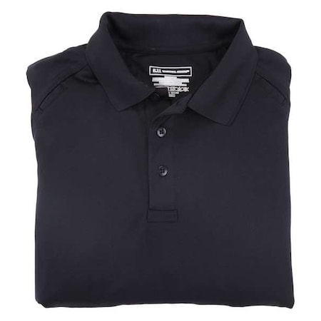 Tactical Polo Shirt, 100% Polyester, Button, 2 Pocket(s), Navy, L