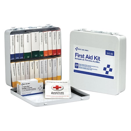 First Aid Kit and Housing, Metal 169 Components, 25 People Served