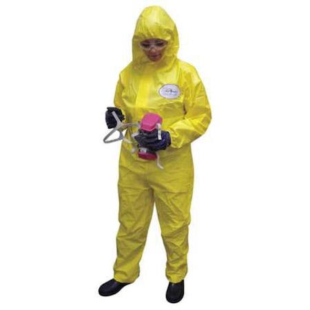 Chemical Resistant Coveralls, Hooded Coverall, 2XL, ChemSplash(R) 1, Elastic Wrist, Elastic Ankle