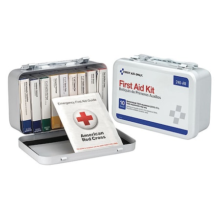 First Aid Kit and Housing, Metal 65 Components, 10 People Served