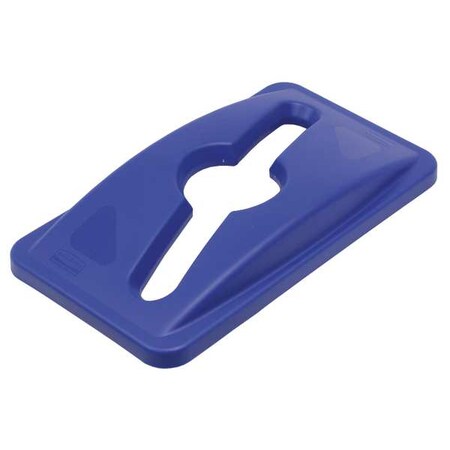Slim Jim 23 gal Recycling Lid, Dome Blue, Resin, 1 Openings 11 1/2 in W/Dia