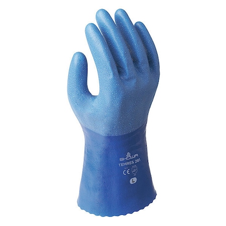 Chemical Resistant Gloves, Polyurethane, 10 3/4 in L, 19 mil, Blue, 2XL, 1 PR
