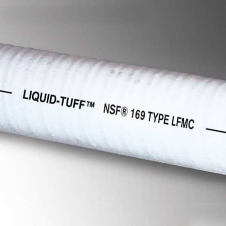 Liquid-Tight Flex Metal Conduit, 3/4 in Trade Size, 100 ft, 3 in Bend, Steel, White