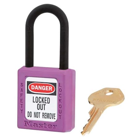 Lockout Padlock, Keyed Different, Thermoplastic, Purple, 1 1/2 in Shackle Height