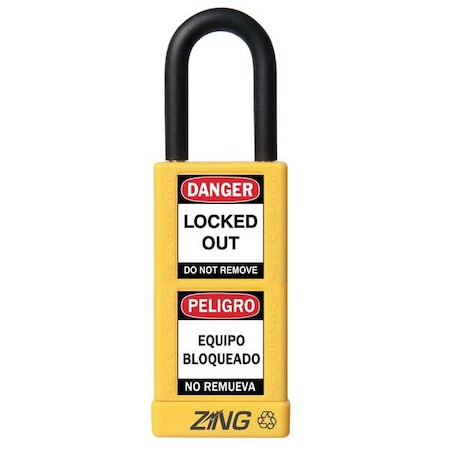 Lockout Padlock, Keyed Different, Aluminum, Yellow, 1 1/2 in Shackle Height, 1 1/2 in Body Width