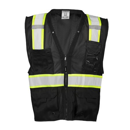 Safety Vest,Zipper,Black,L/XL