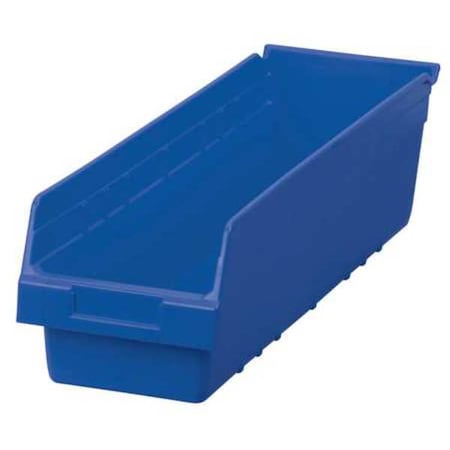 Shelf Storage Bin, Plastic, Blue, 6 in H, 6 5/8 in W, 23 5/8 in L