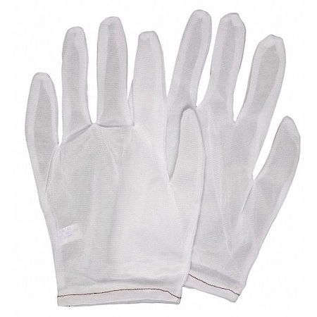 Reversible Inspection Gloves, Nylon, 8.5 in Length, Light, White, Size S ,12 PK