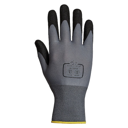 Coated Gloves, PVC, Sandy, Palm, 3 Abrasion Level, Gray, S (7) 12 PK