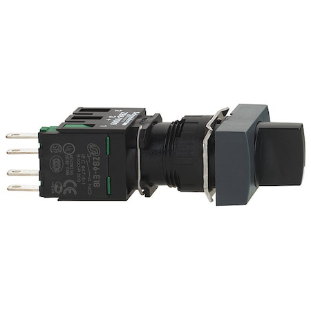 Selector Switch, 2 Pos, 16 mm, Black