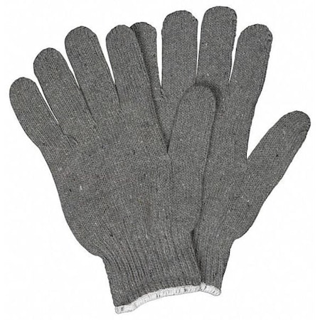 Knit Gloves, Gray, L, 12 PK