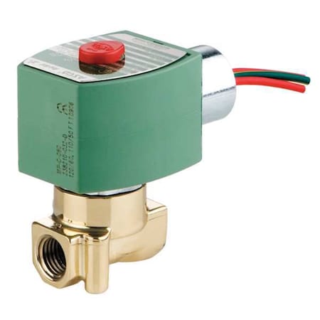 Solenoid Valve, 2-Way, 2-Position, Normally Closed, 1/4 in Pipe Size, 120V AC, High Flow, Brass