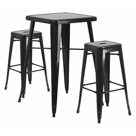 Square 27.75" W, 27.75" L, 40" H, Metal, Black