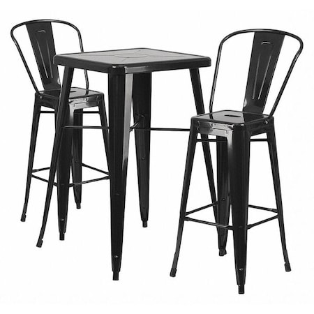 Square 27.75" W, 27.75" L, 40" H, Metal, Black