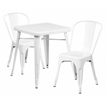 Square 27.75" W, 27.75" L, 29" H, Metal, White
