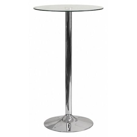 Round 23.75" W, 23.75" L, 41.75" H, Glass, White