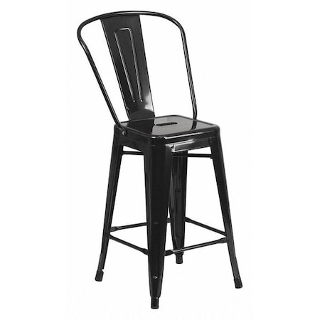 24" High Black Metal Counter Height Stool