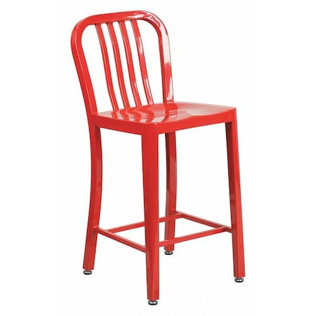 24" High Red Metal Counter Height Stool