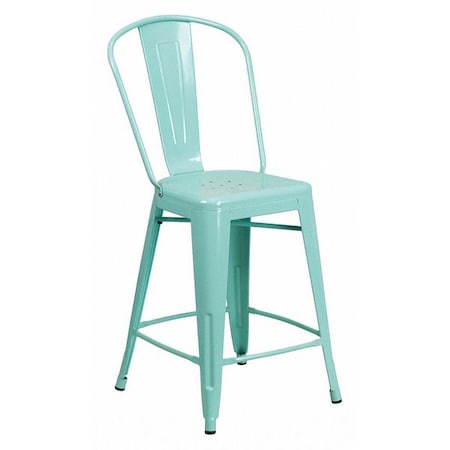Mint Metal Outdoor Stool,24"