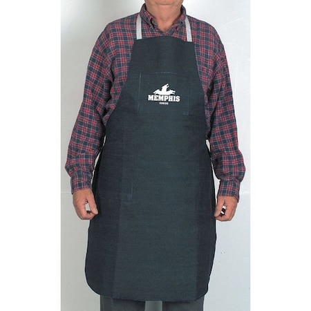 Blue Denim Apron, 27 in Wide x 36 in Long, Two Front Pockets, Includes Neck and Waist Ties, One Size
