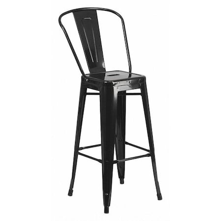 30" High Black Metal Indoor-Outdoor Barstool