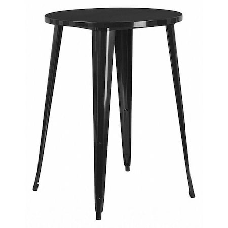 Round 30" L, 30" W, 41" H, Metal Top, Black