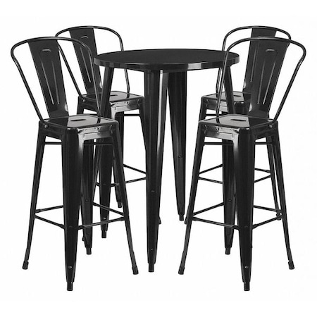 Round Black Metal Bar Set,30RD, 30" W, 30" L, 41" H, Metal, Black