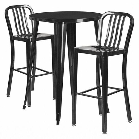 Round 30" W, 30" L, 41" H, Metal, Black