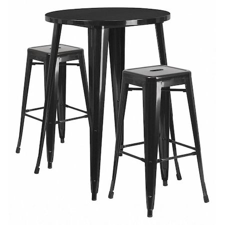 Round 30" W, 30" L, 41" H, Metal, Black