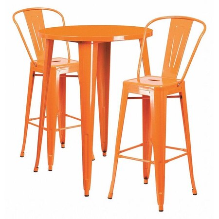 Round 30" W, 30" L, 41" H, Metal, Orange