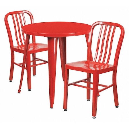 Round 30" W, 30" L, 29.5" H, Metal Top, Red