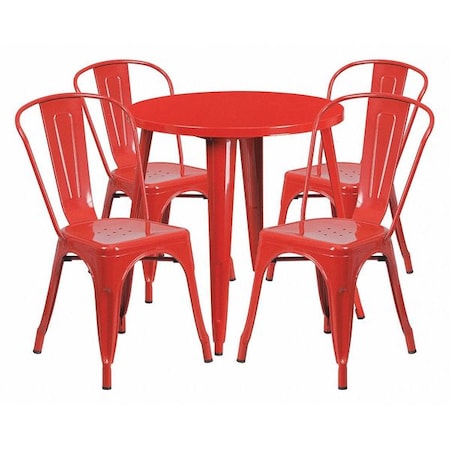 Round 30" W, 30" L, 29.5" H, Metal Top, Red