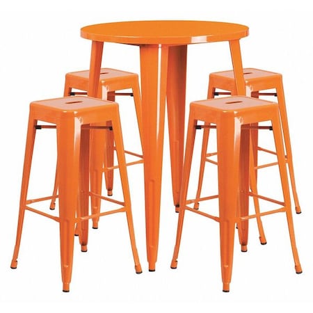Round 30" W, 30" L, 41" H, Metal, Orange