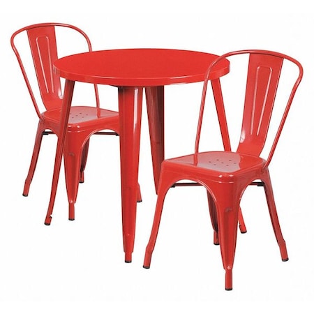 Round 30" W, 30" L, 29.5" H, Metal Top, Red