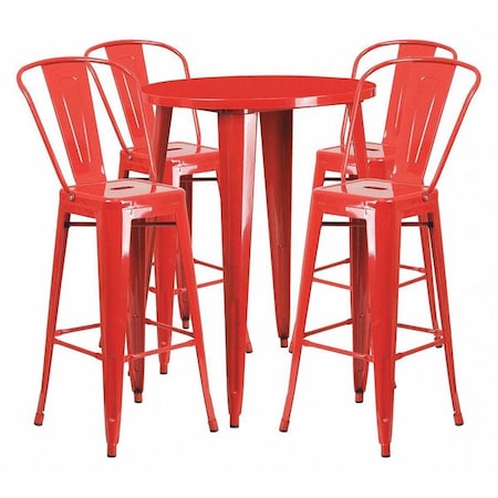 Round 30" W, 30" L, 41" H, Metal, Red