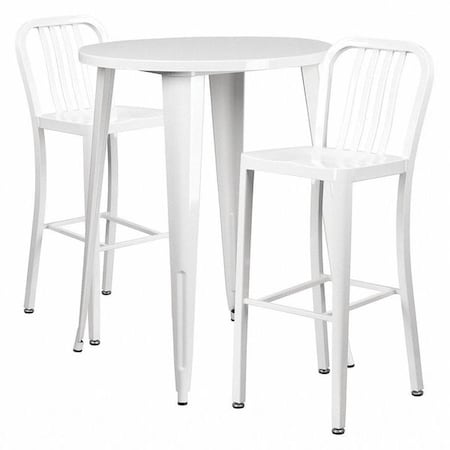 Round 30" W, 30" L, 41" H, Metal, White