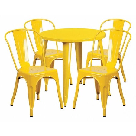 Round 30" W, 30" L, 29.5" H, Metal Top, Yellow