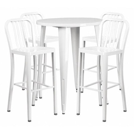 Round 30" W, 30" L, 41" H, Metal, White