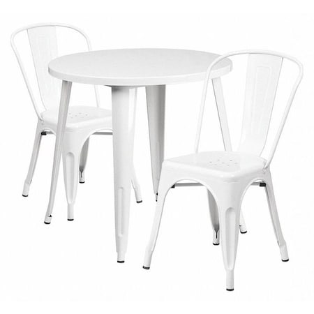 Round 30" W, 30" L, 29.5" H, Metal Top, White