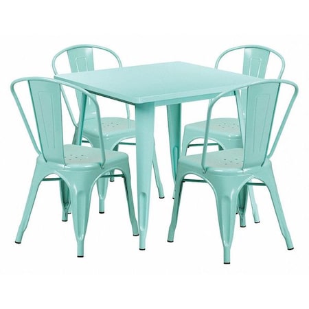 Square 31.5" W, 31.5" L, 29.5" H, Metal, Green