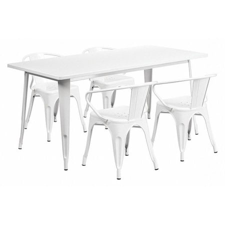 Rectangle 31.5" W, 63" L, 29.5" H, Metal, White
