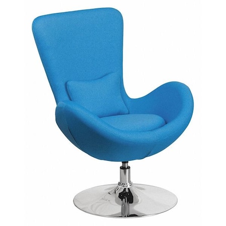 Egg Side Reception Chair, Aqua Fabric Seat, 30 W 30" L 38 H, Integrated Curved