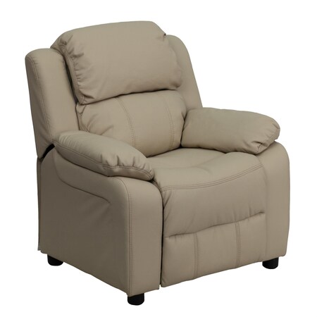 Kids Recliner, 26" to 39" x 28", Upholstery Color: Beige