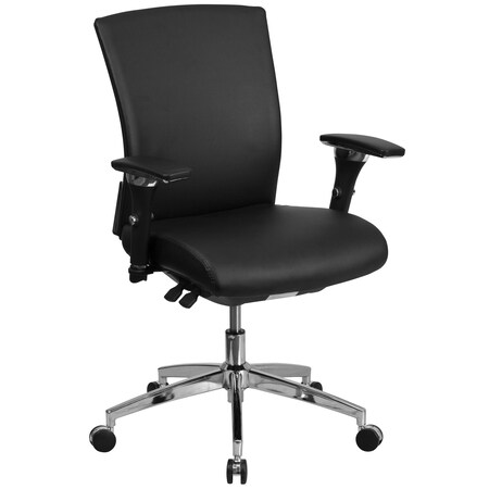 Hercules Office Chair, Black Back, 25" L 41-3/4" H, Adjustable Arms with Inward/Outward Pivot Pads