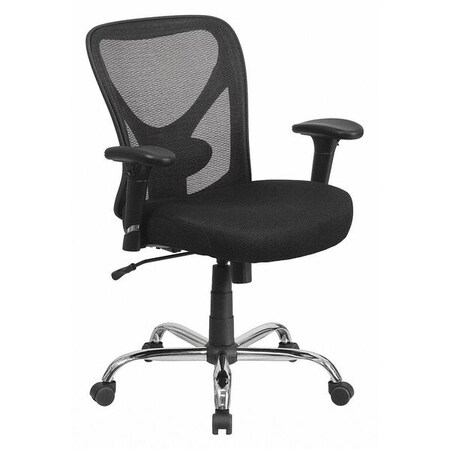Contemporary Office Chair, Black Seat, Black Back, 29 in W 26" L 42-1/4" H, Adjustable Padded