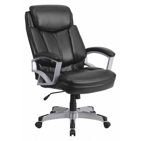 Hercules Office Chair, Black Seat, Black Back, 28 1/2 in W 35" L 49-1/2" H, Padded, Leather Seat